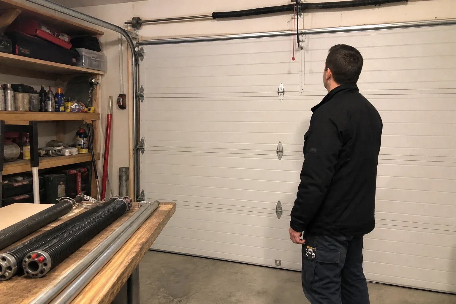 Illustrative garage doors scene; not an actual job — Extension Spring Replacement, Collingwood
